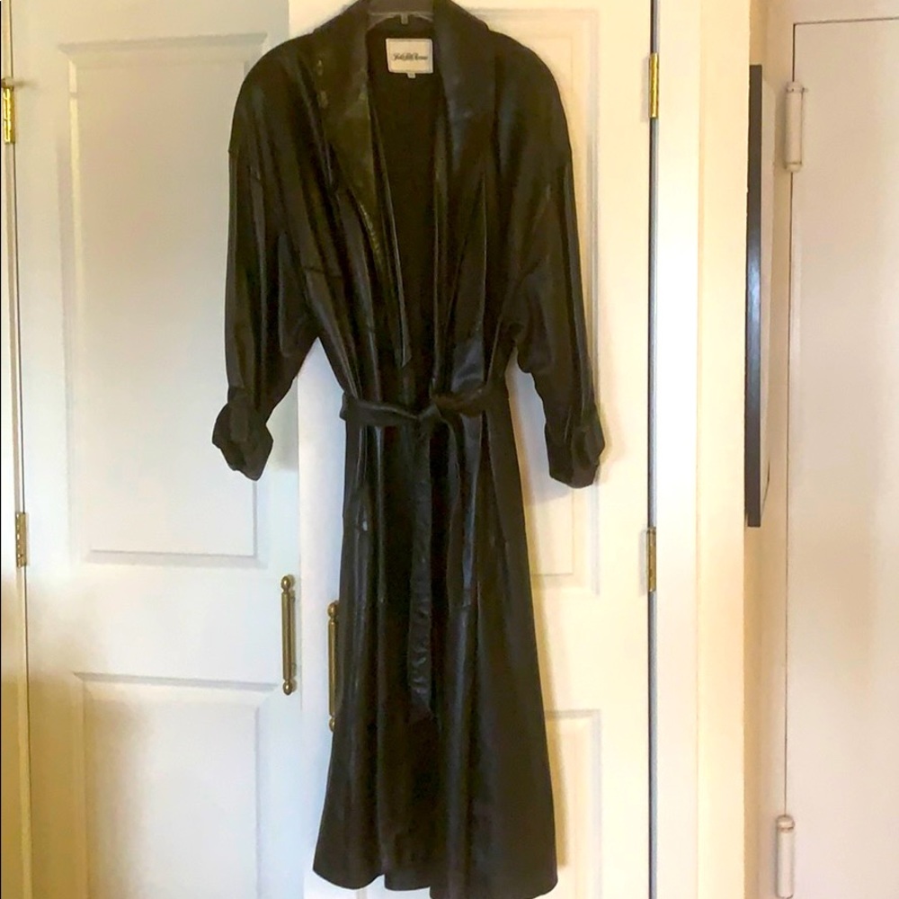 Genuine leather full length coat xs but runs big